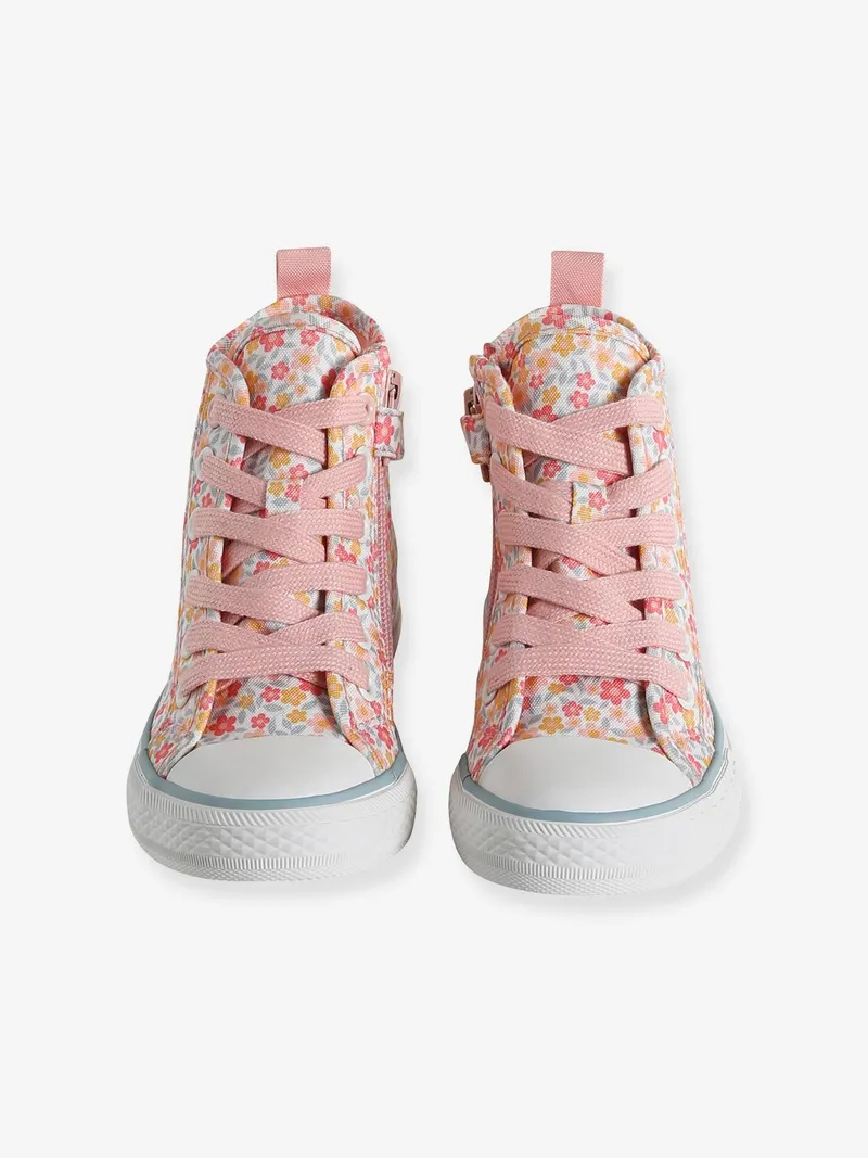Vertbaudet Kinder High-Sneakers mit Reißverschluss und Anziehtrick, Weiß bedruckt, – Produktbild 4 von 4