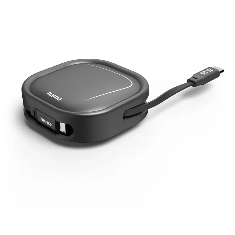Hama Hama Ausziehbares Ladekabel, USB-C - USB-C, 60 W, 1m – Produktbild 3 von 5