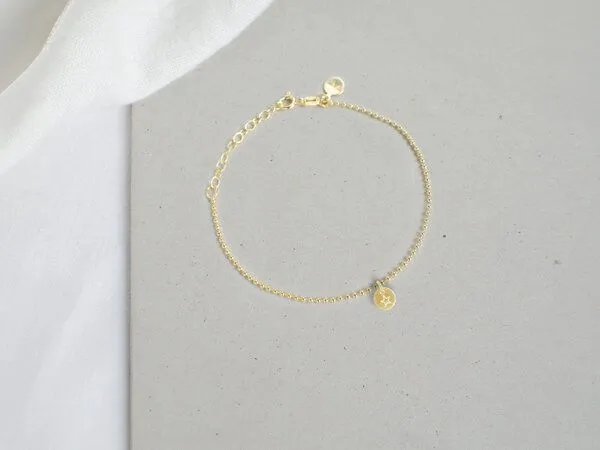renna deluxe renna deluxe Armband mit Stern Anhänger | Kugel Armband Sterling Silber Gold, Silber, – Produktbild 3 von 4