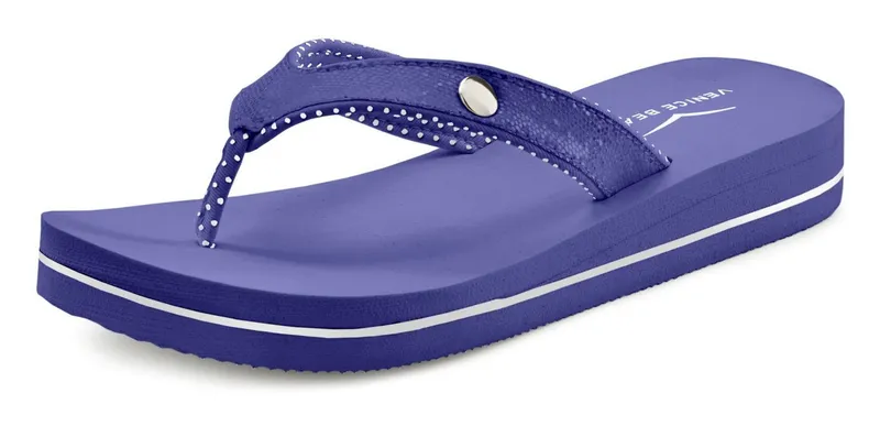 VENICE BEACH VENICE BEACH Sandale, Badeschuh, Badelatsche, Flip Flop, Badeschlappe, Pantolette Badezehentrenner Zehentrenner mit wasserabweisender und leichter Sohle VEGAN, Blau, – Produktbild 3 von 5