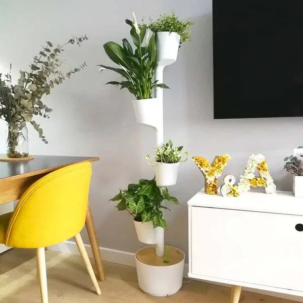 CitySens CitySens Vertikaler Blumentopf mit Wifi-Selbstbewässerung 4 Blumentöpfe, Weiss, – Produktbild 2 von 4