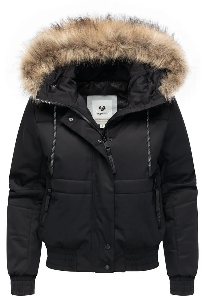 ragwear ragwear Winterjacke Deluxia YOUMODO modische Damen Bomberjacke mit Kunstfell, Schwarz, – Produktbild 5 von 5