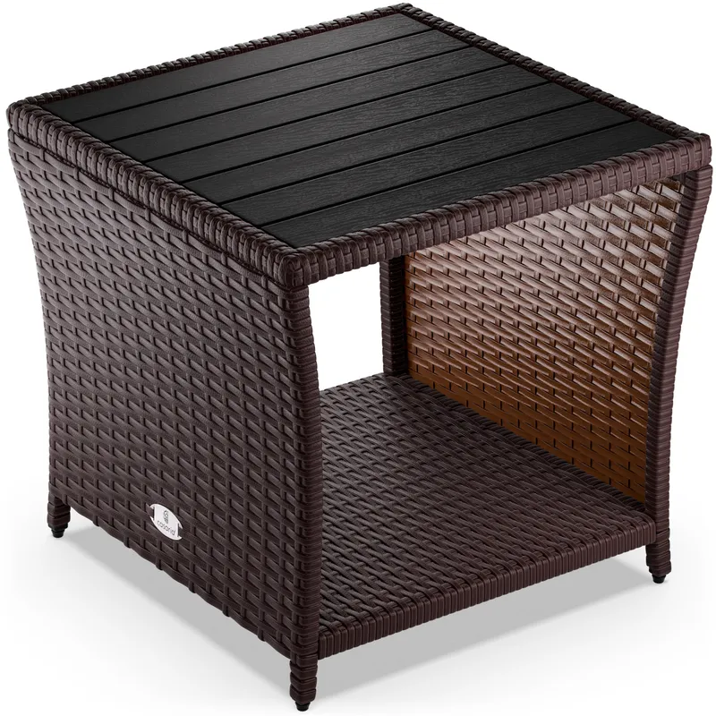 Casaria® Polyrattan Beistelltisch Vedis Braun 45x45x40cm, Braun, – Produktbild 1 von 2