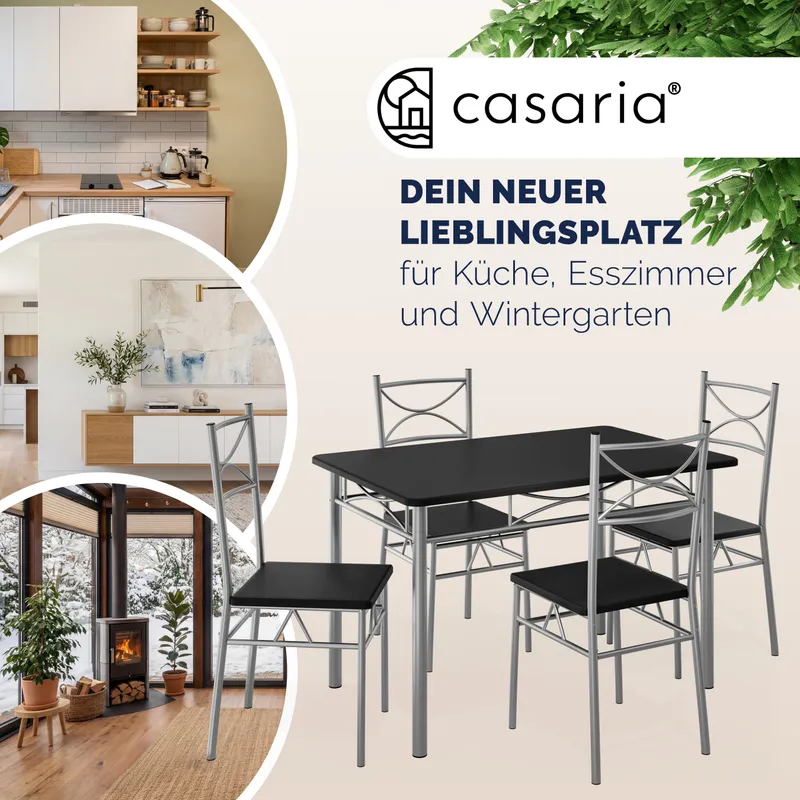 Casaria® Sitzgruppe Paul 5-tlg Schwarz, Schwarz, – Produktbild 2 von 2