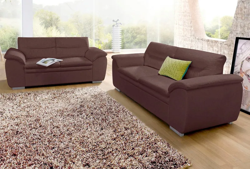 COTTA Polstergarnitur Leandra, Set bestehend aus: 2-Sitzer & 2,5-Sitzer, Braun, – Produktbild 1 von 5