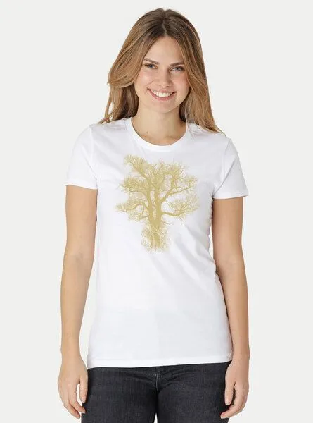 Peaces.bio - handbedruckte Biomode Peaces.bio - handbedruckte Biomode Damen Biobaumwoll T-Shirt Chestnut, Weiss, – Produktbild 2 von 3