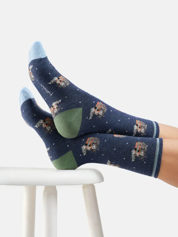 Thought Socken Modell: Clever Cat, Indigo blue marl, – Produktbild 1 von 2