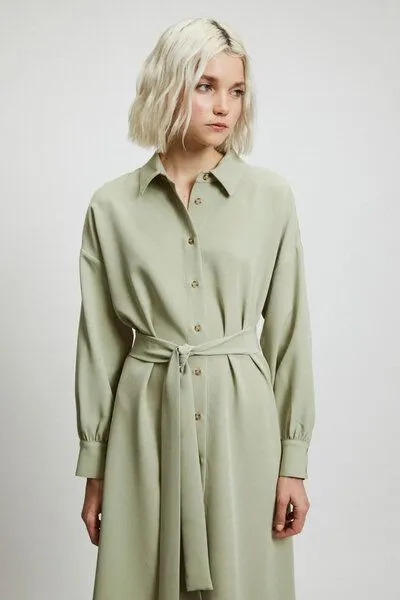 Rita Row Rita Row Hemdblusenkleid KING aus recyceltem Polyester, Dusty green (grün), – Produktbild 2 von 4