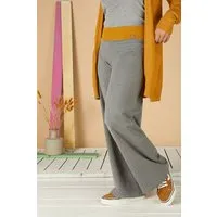 La Gitana La Gitana Lässige Hose „Enja“ aus Bio French Terry, Passform: bequem in weitem Marlene Stil, Grau (melange bund gelb), – Produktbild 1 von 1