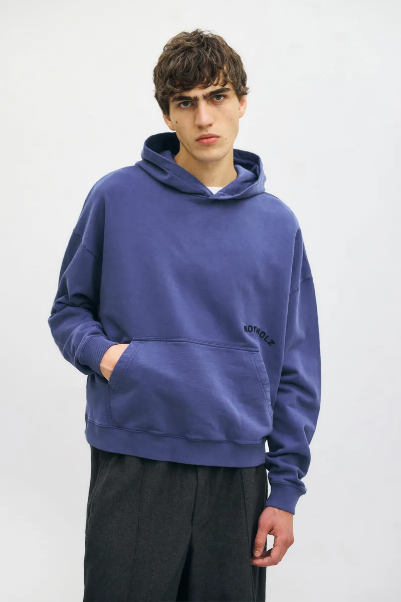 Rotholz Rotholz Herren vegan Hoodie Logo Washed Blau, Blau, – Produktbild 2 von 2