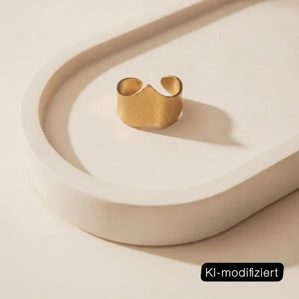 ELEKTROPULLI ELEKTROPULLI Größenverstellbarer Round Matt Ring ca. 1,5 cm breit, Gold, – Produktbild 3 von 3