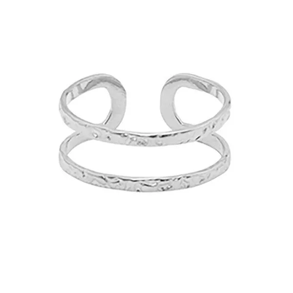 ELEKTROPULLI Größenverstellbarer Boho Double Ring ca. Ø 17 - 19mm von Elektropulli, Silber, – Produktbild 1 von 1