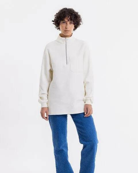Rotholz Rotholz Half Zip Sweatshirt aus Bio-Baumwolle, Weiss, – Produktbild 1 von 8