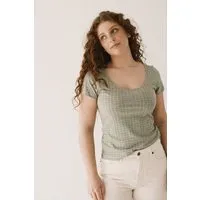 TIRALAHILACHA TIRALAHILACHA Hilda short sleeved T-shirt in green wicker – Produktbild 1 von 1