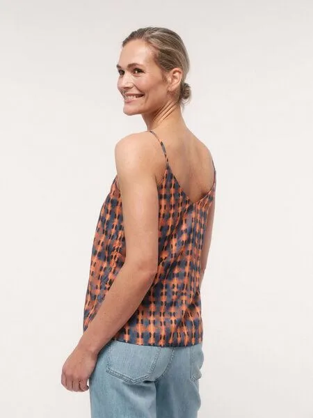 LANIUS LANIUS Trägertop Summer Glow aus Modal und Seide, Summer glow blue/papaya, – Produktbild 2 von 4