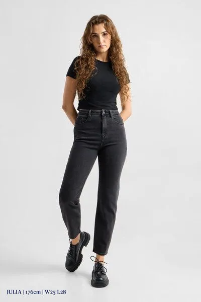 DAWN Damen Jeans STARDUST High Waist O-Shape DAWN Bio-Baumwolle, Black/black, – Produktbild 3 von 6