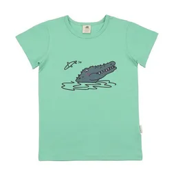 Walkiddy Kinder T-Shirt GOTS-zertifiziert aus Bio-Baumwolle, mint „Funny Crocodiles“, kurzarm mit Krokodilmotiv – Walkiddy, weich & hautfreundlich – Produktbild 1 von 1