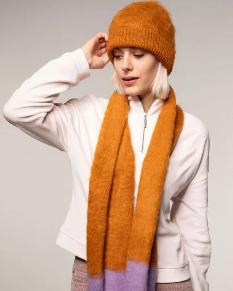 Alma & Lovis Alma & Lovis Weiche Kuschelmütze aus gebrushtem Alpakastrick | Brushed Cap, Fox (orange), – Produktbild 2 von 4