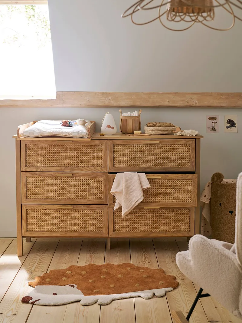 Vertbaudet Rattan-Kommode ELLA Tiefe 42cm Kinderzimmer, Braun, – Produktbild 1 von 4