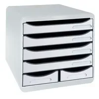 Exacompta Exacompta Schubladenbox Big Box Maxi "Office", DIN A4+, 6 Schubladen offen, lichtgrau – Produktbild 2 von 2