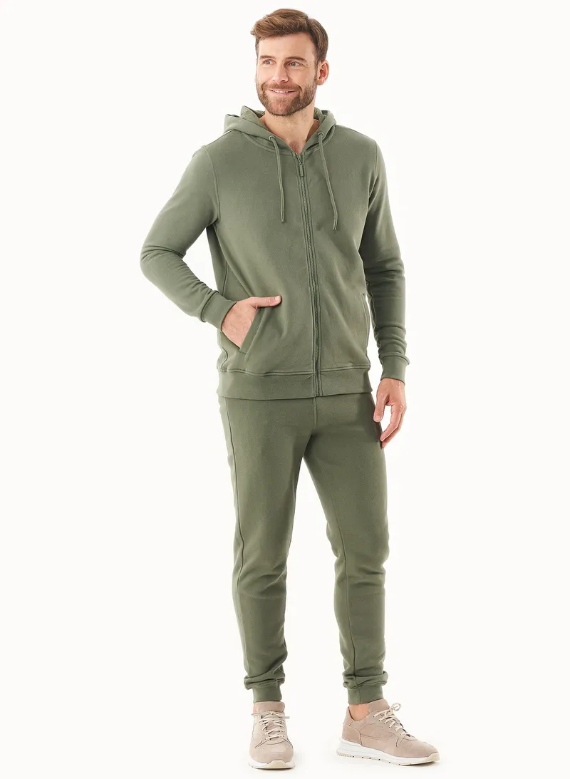ORGANICATION ORGANICATION Herren vegan Sweatjacke Soft Touch Mid Olive, Grün, – Produktbild 1 von 2