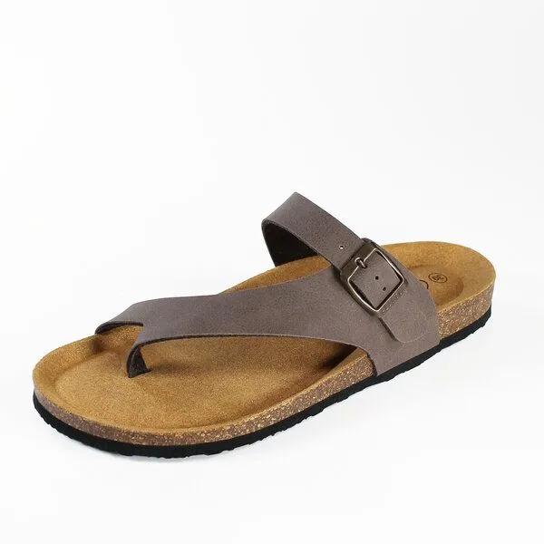 Plakton Plakton Vegane Damen Zehentrenner Sandale BATTLE mit Korksohle, Grau (marron), – Produktbild 1 von 4