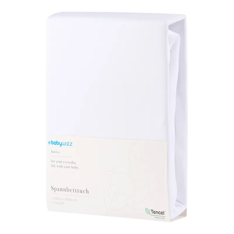 baby-walz Baby-Walz Basics Spannbetttuch TENCEL™ 90x200 cm, Weiss, – Produktbild 1 von 2