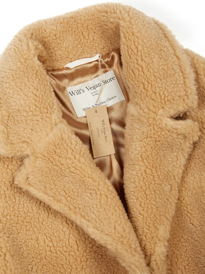 Will's Vegan Store Will's Vegan Store Damen vegan Mantel Aus Recyceltem Teddy Beige, Beige, – Produktbild 2 von 2