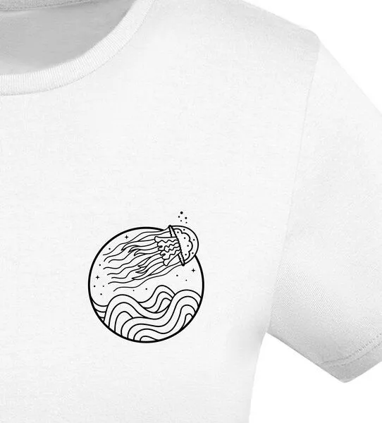 vis wear vis wear Qualle zwischen Ozean und Wellen - Damen Organic Shirt, Weiss, – Produktbild 2 von 4