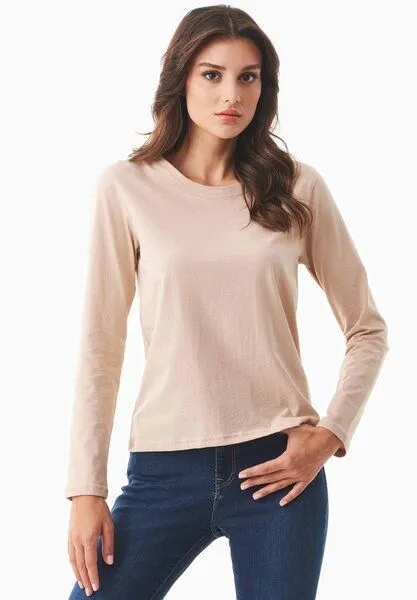 ORGANICATION ORGANICATION Langarmshirt aus Bio-Baumwolle, Beige, – Produktbild 1 von 4