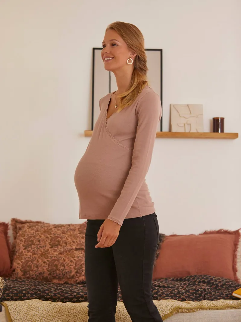 Vertbaudet Vertbaudet Shirt mit Wickelausschnitt, Rosa, – Produktbild 2 von 4