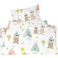 HANS NATUR Kinderbettwäsche Bio-Baumwolle Indianerbären Bettbezug 100 x 135 cm, Kissen 40 x 60 cm – Produktbild 1 von 1