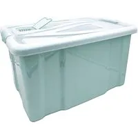 Aufbewahrungsbox "HAMBURG" mit Deckel und Lüftungsklappe, pastellgrün, 60 l – Produktbild 1 von 1