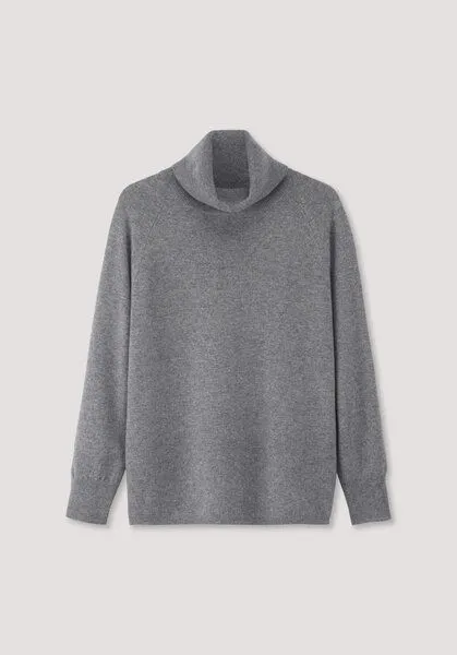 hessnatur hessnatur Pullover Rollkragen Relaxed aus weicher Schurwolle mit Kaschmir, Grau, – Produktbild 4 von 4
