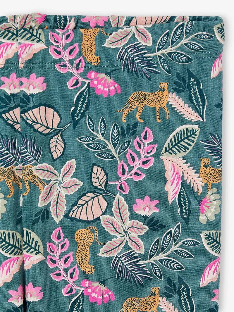 Vertbaudet Mädchen Leggings tropical print, Petrol tropical print, – Produktbild 2 von 2