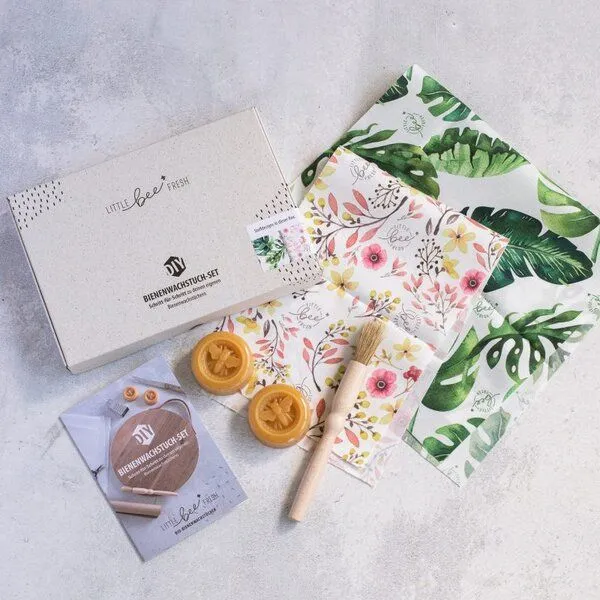 little bee fresh little bee fresh DIY-Box Bio-Bienenwachstücher, Jungle grün + rosa, – Produktbild 1 von 4