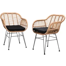 Casaria® Polyrattan Korbsessel Bali 2er-Set Natur – Produktbild 1 von 1