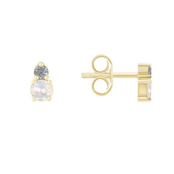Eppi Eppi Ohrringe mit Mondsteinen und Salt und Pepper Diamanten Josse, Gold, – Produktbild 3 von 4