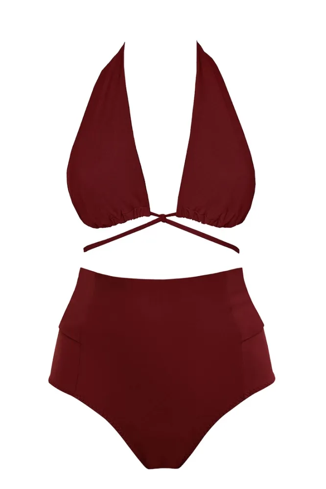 Anekdot Anekdot Damen vegan Bikini Versatile Bow Back, Dunkelrot, – Produktbild 2 von 2