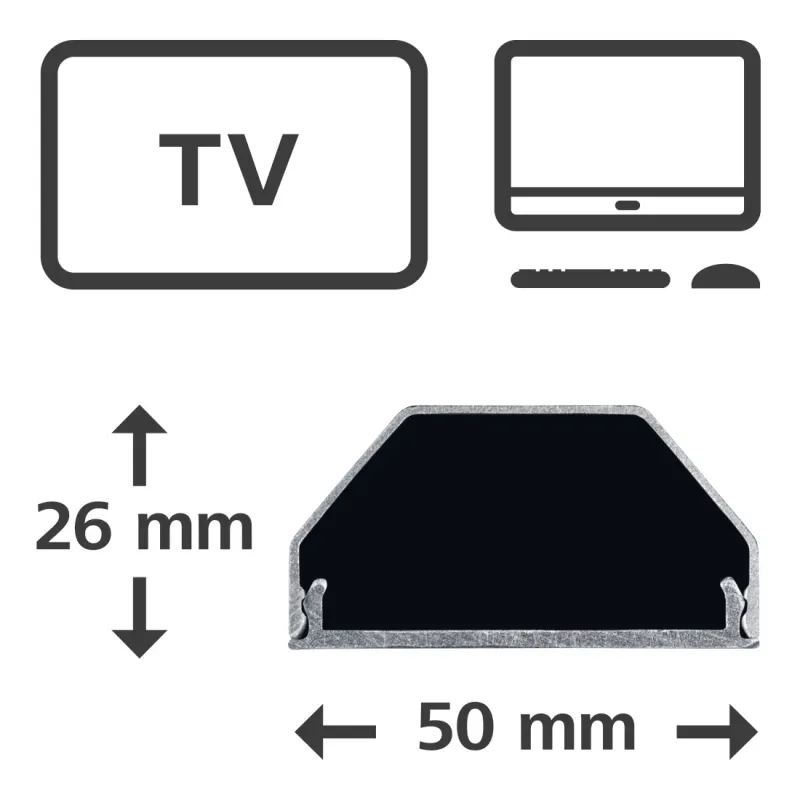 Hama Hama Alu-Kabelkanal, eckig, 110 x 5 x 2,6 cm, Silber, – Produktbild 3 von 6