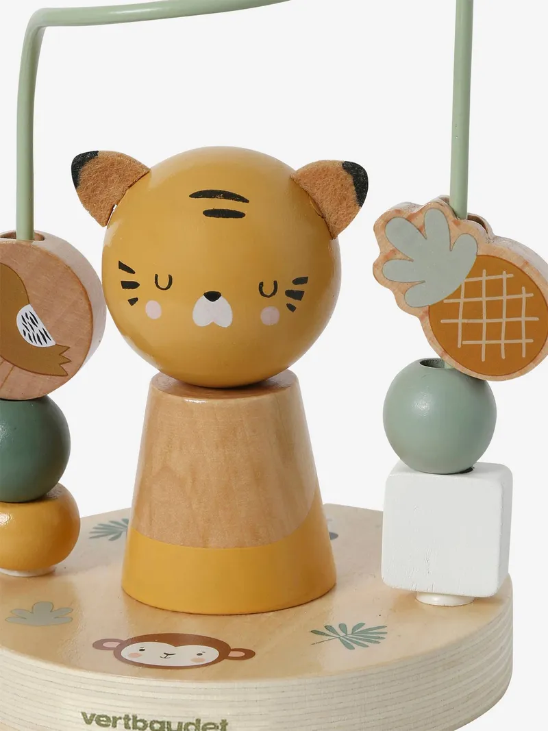 Vertbaudet Baby Motorikschleife Holz FSC®, Beige/grün pandafreunde, – Produktbild 3 von 3