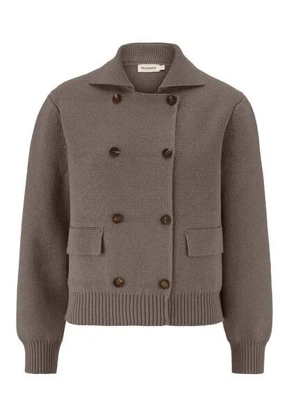 hessnatur hessnatur Strickjacke Relaxed aus Bio-Baumwolle mit Schurwolle, Silbergrün, – Produktbild 3 von 4