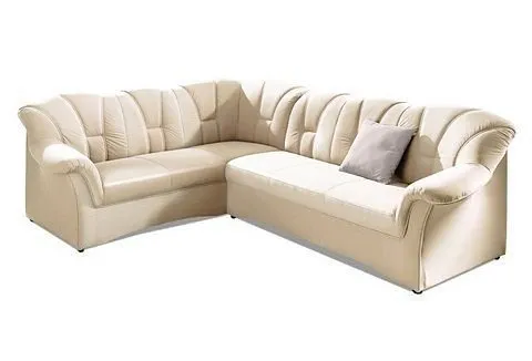 DOMO collection Ecksofa Papenburg B/T/H: 242/190/84 cm L-Form, wahlweise mit Bettfunktion, Langer Schenkel links oder rechts, Beige, – Produktbild 7 von 8