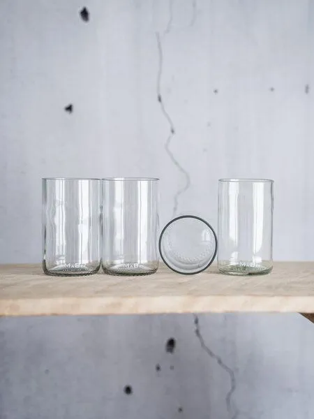 MaBe MaBe Trinkglas sustainable - 350ml - Upcycling aus der Weinflasche 4er Set, Transparent, – Produktbild 3 von 4