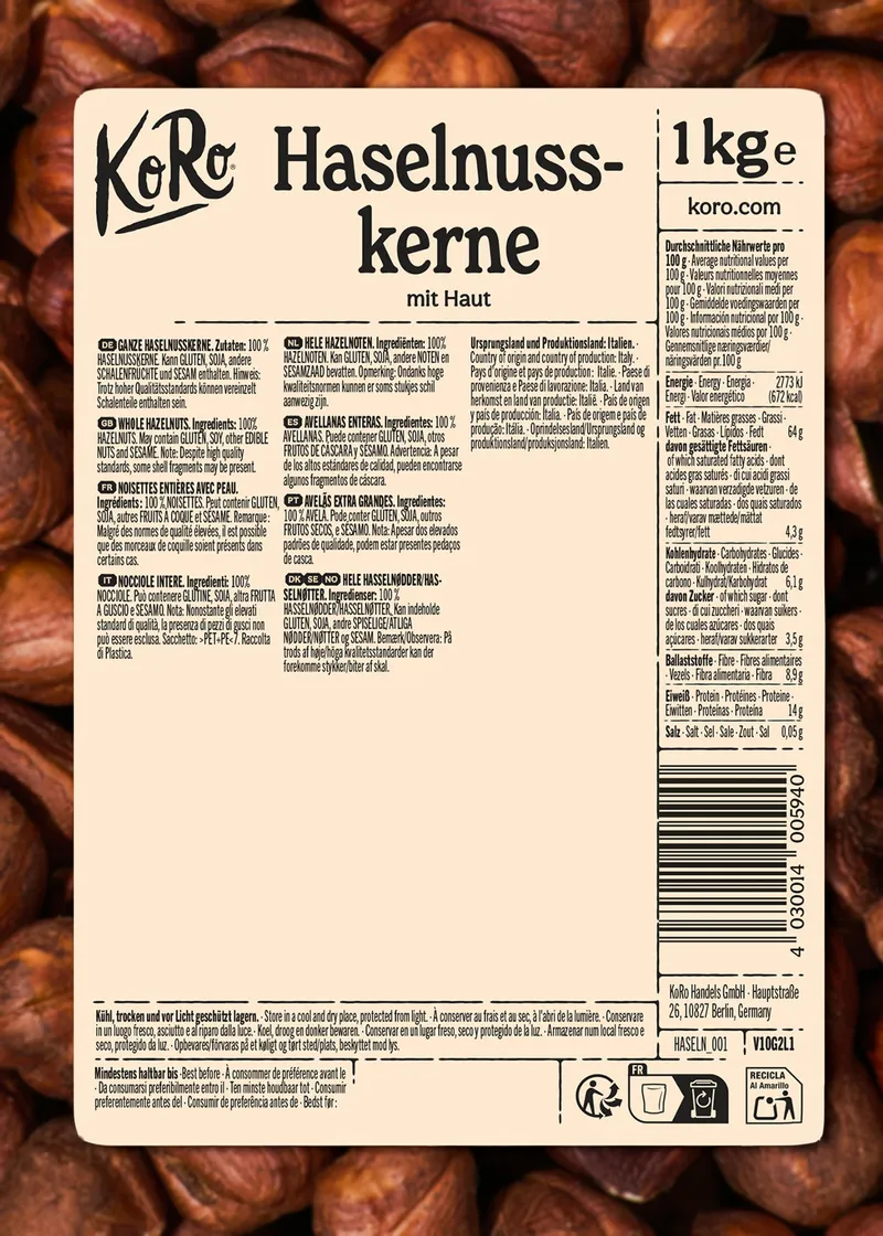 KoRo Haselnusskerne 1 kg – Produktbild 5 von 5