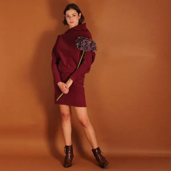 ManduTrap ManduTrap Asymmetrisches Cordkleid Juni aus Biobaumwolle kbA in blau oder berry, Weinrot, – Produktbild 4 von 4