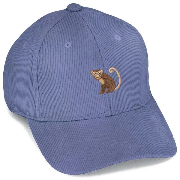 LIGARTI Bestickte Cord Cap – Albert der Affe – LIGARTI Tiermanufaktur, Taubenblau, – Produktbild 1 von 4
