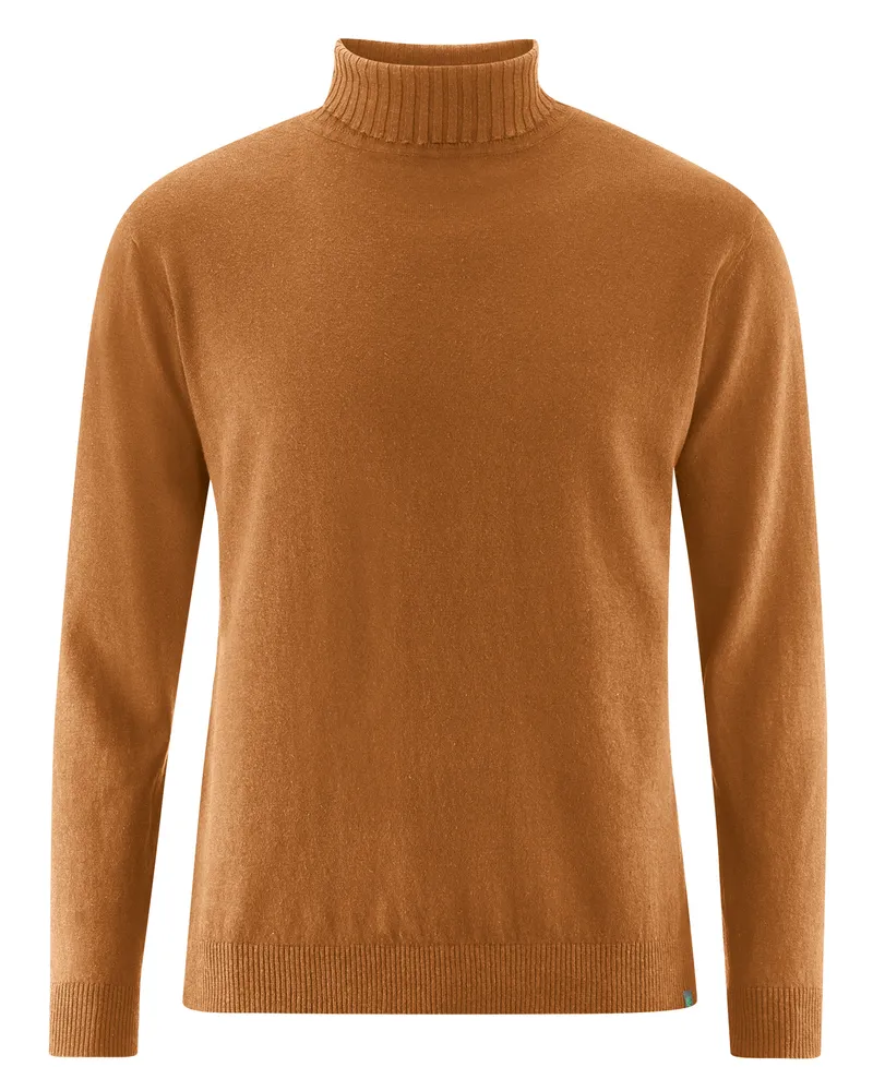 HempAge Hempage Herren vegan Feiner Rollkragenpullover Mandelbraun, Braun, – Produktbild 1 von 2