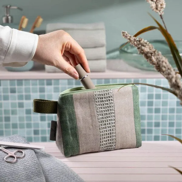 nahtur-design nahtur-design Kosmetiktasche aus 100% Leinen | Kleine Leinentasche, No_5 (blau), – Produktbild 3 von 4