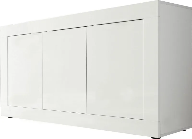 Home affaire Sideboard Basic Breite 160 cm, Kommode 3 Türen, Anrichte, Metallgriff, moderne Rahmenoptik, viel Stauraum, Farbauswahl, Weiß, – Produktbild 7 von 8